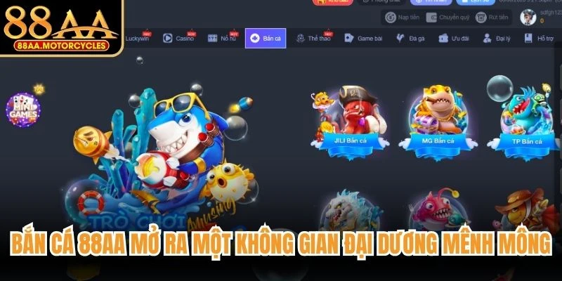 Bắn cá 88AA mở ra một không gian đại dương mênh mông, huyền ảo