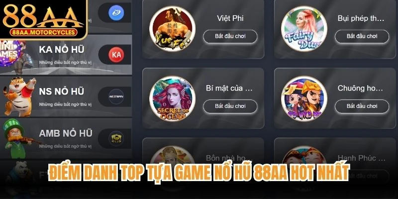 Điểm danh top tựa game nổ hũ 88AA hot nhất
