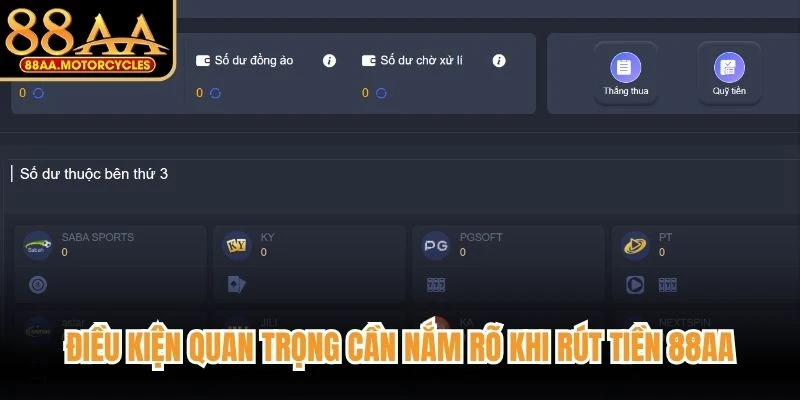 Điều kiện quan trọng cần nắm rõ khi rút tiền 88AA