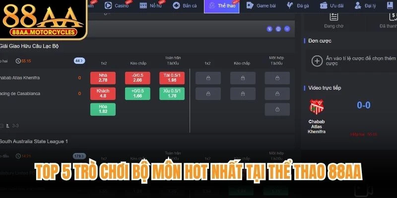 Top 5 các trò chơi bộ môn hot nhất tại thể thao 88AA