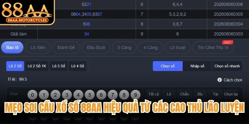Mẹo soi cầu xổ số 88AA hiệu quả từ các cao thủ lão luyện